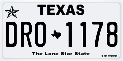 TX license plate DRO1178