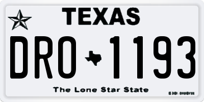 TX license plate DRO1193