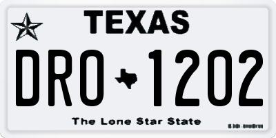 TX license plate DRO1202