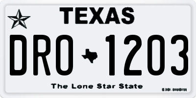 TX license plate DRO1203