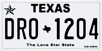 TX license plate DRO1204