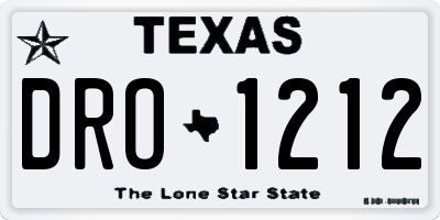 TX license plate DRO1212