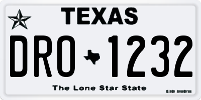 TX license plate DRO1232
