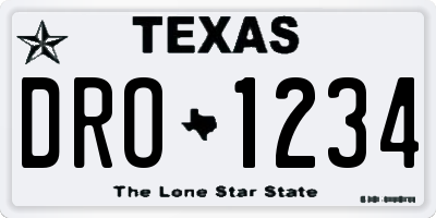 TX license plate DRO1234