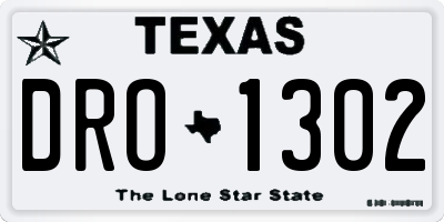 TX license plate DRO1302