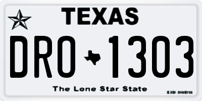 TX license plate DRO1303