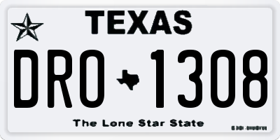 TX license plate DRO1308