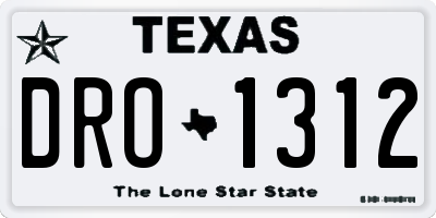 TX license plate DRO1312