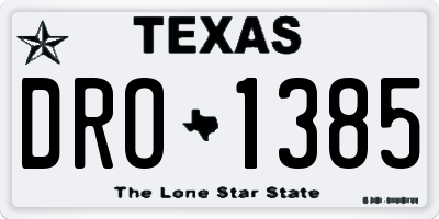 TX license plate DRO1385