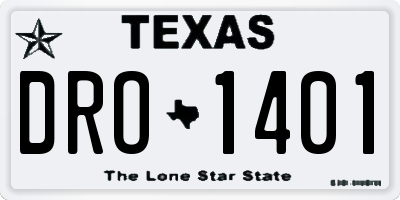 TX license plate DRO1401