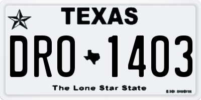 TX license plate DRO1403