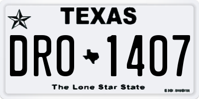 TX license plate DRO1407