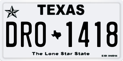 TX license plate DRO1418