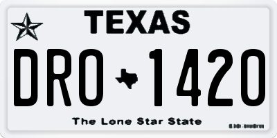 TX license plate DRO1420