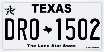 TX license plate DRO1502
