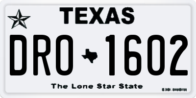 TX license plate DRO1602