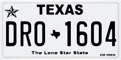 TX license plate DRO1604