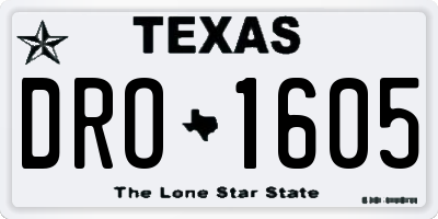 TX license plate DRO1605