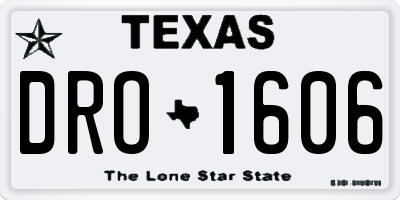 TX license plate DRO1606