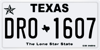 TX license plate DRO1607