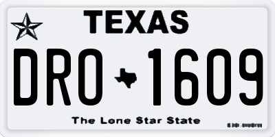 TX license plate DRO1609