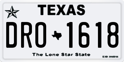 TX license plate DRO1618