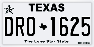 TX license plate DRO1625