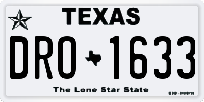 TX license plate DRO1633