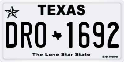 TX license plate DRO1692