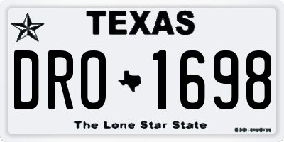 TX license plate DRO1698