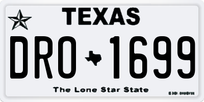 TX license plate DRO1699