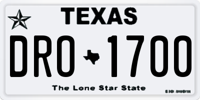 TX license plate DRO1700