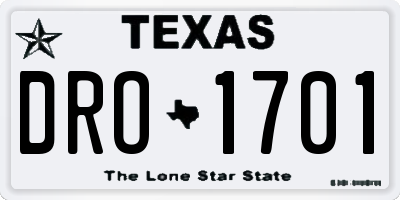 TX license plate DRO1701
