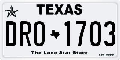 TX license plate DRO1703