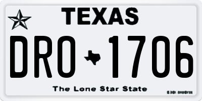 TX license plate DRO1706