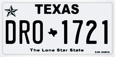 TX license plate DRO1721