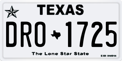 TX license plate DRO1725