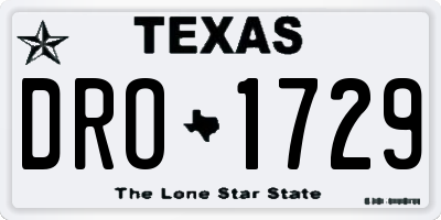 TX license plate DRO1729