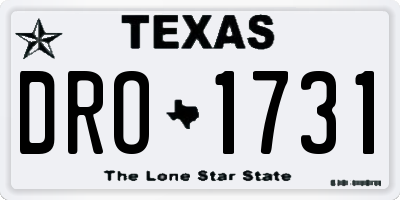 TX license plate DRO1731