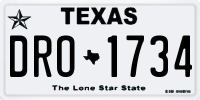 TX license plate DRO1734