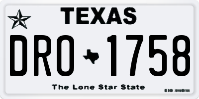 TX license plate DRO1758