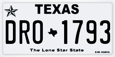TX license plate DRO1793