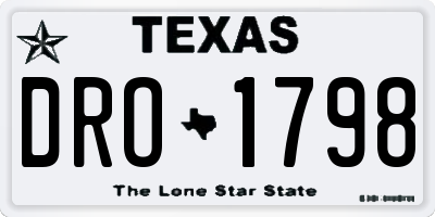 TX license plate DRO1798