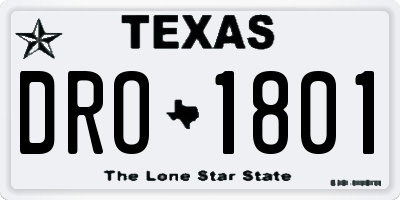 TX license plate DRO1801