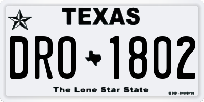 TX license plate DRO1802