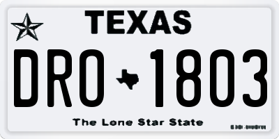 TX license plate DRO1803