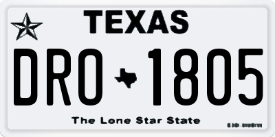 TX license plate DRO1805