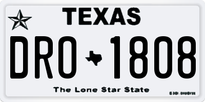 TX license plate DRO1808