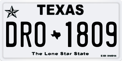 TX license plate DRO1809