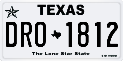 TX license plate DRO1812